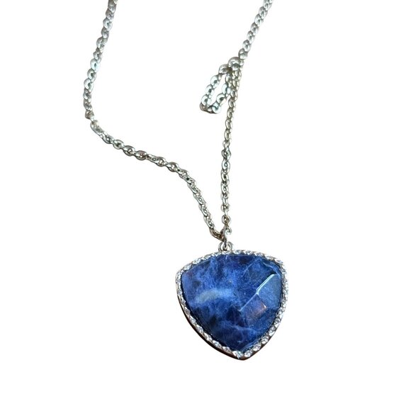 Banana Republic 2 Strand Silvertone Chain Necklace Rhinestone Pendants New - Picture 2 of 6